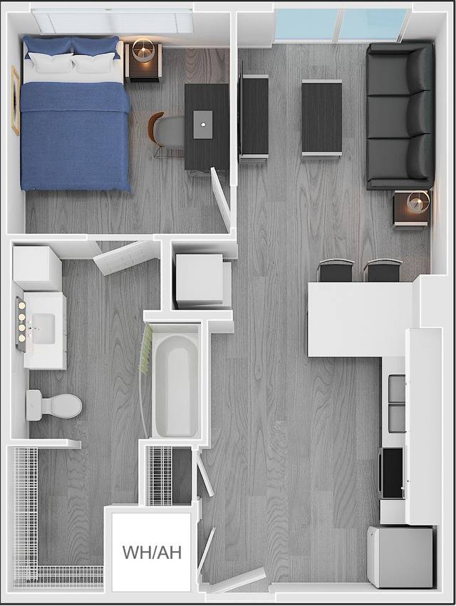 1BR/1BA floor plan