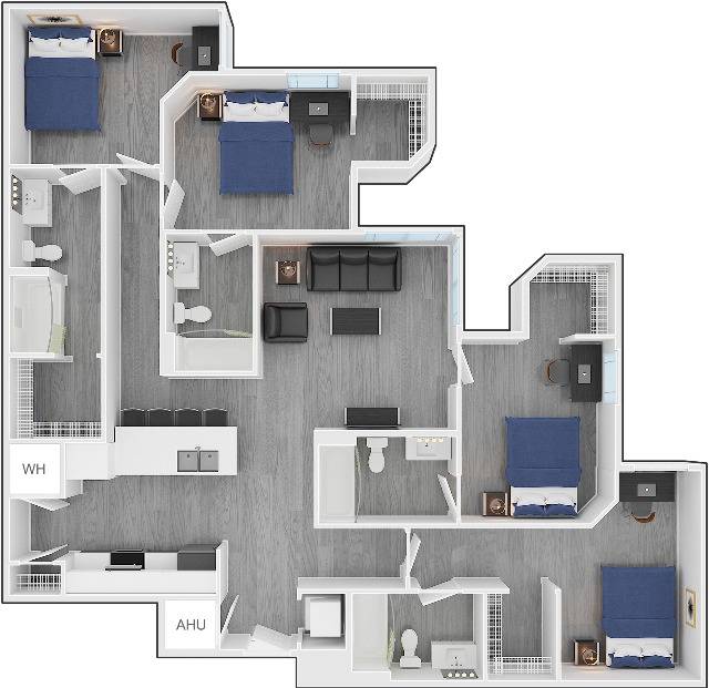 4BR/4BA – Corner floor plan