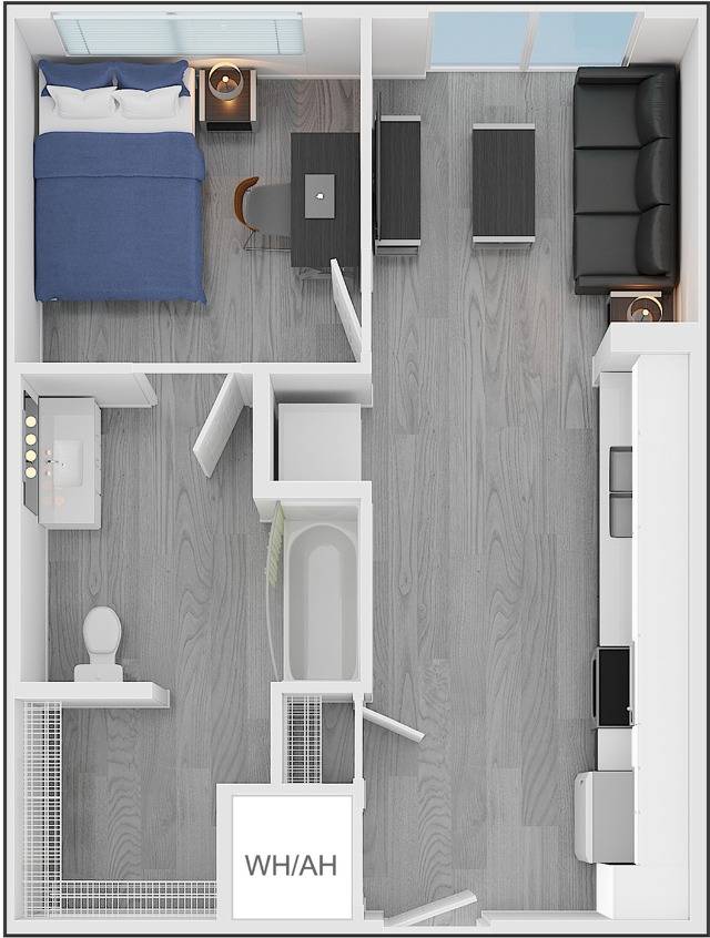 1BR/1BA – ANSI Type A floor plan
