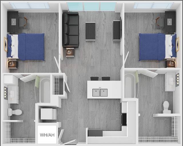 2BR/2BA – ANSI Type A floor plan
