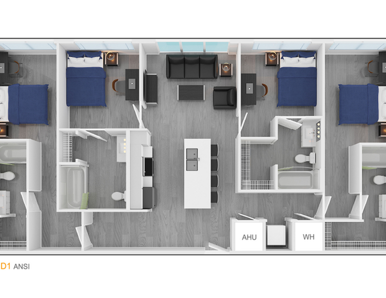4BR/4BA – ANSI Type A floor plan